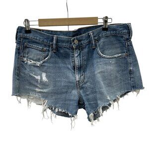 Levis 569 Distressed Hi-Rise Cutoff Denim Shorts Vintage Womens 33 Frayed Hem